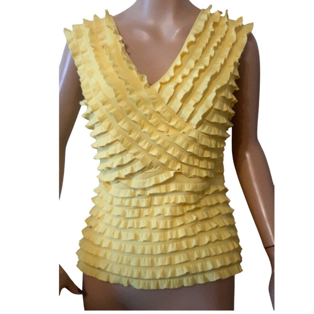 Frank Lyman Yellow Ruffle Top Size US/CAN 8